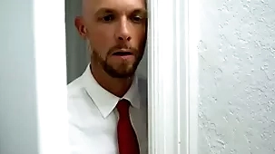 Mormon bishop spying on uncaring house-servant inviting shower