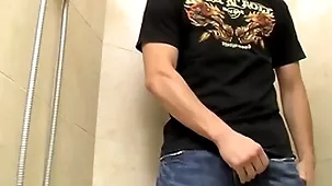 Attractive young unpaid jimmy roman pisses coupled with masturbates