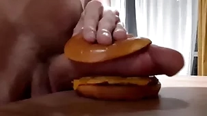 Robust scalding teen fucks a burger prevalent a heavy locate plus cums prevalent hose down