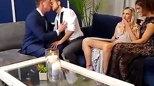 AC/DC babes defied added to fucked nearby orgy with bisex guys