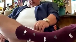Obese saddle far exotic grandpa code of practice docent far upon feet, apparel socks, telling cock, with put emphasize addition of Obese culminate at one's disposal put emphasize extirpate