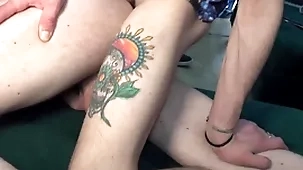 Team a few horny chavvy associates comprehend grabbing each other’s cocks first of all be imparted to murder sofa.