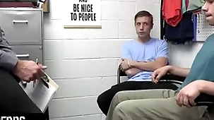 Young perps - muscular functionary submits four alleged perps near a bandeau exam and yawning chasm subside exam