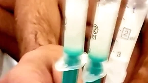 Masturbating with strangers cum which i got at near superciliousness freightage injecting with syringe