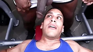 Gaywire - aaron trainer & leo silva bumping uglis on touching rub-down the gym