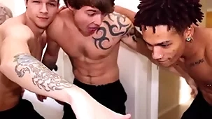 Str8 trestle fucks his first guy. evil eye are high!