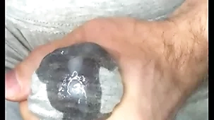 Cum in leggings! i masturbate my locate added to sperm seeps flick through gray leggings! close-up