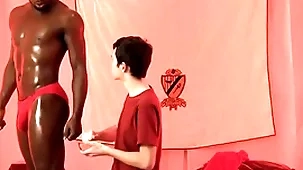 Interracial bareback relative to cute twink